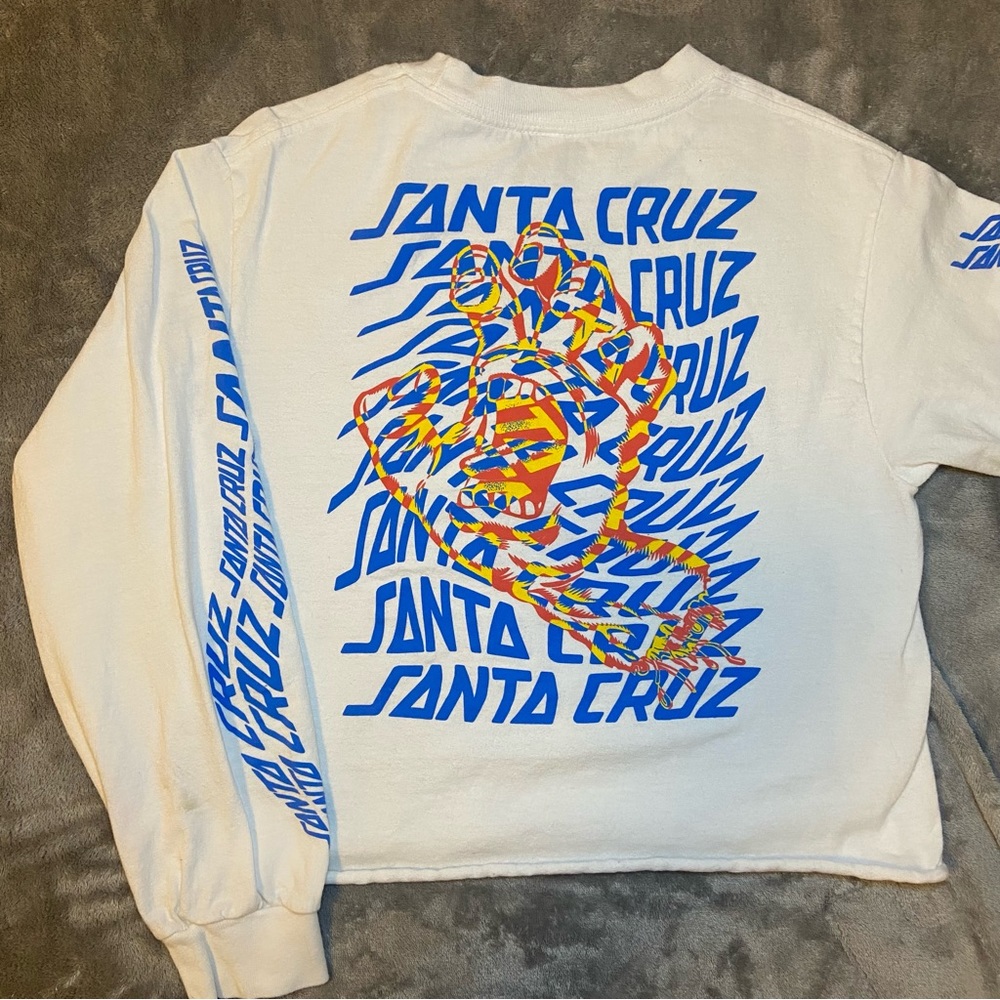 Cropped Long-Sleeve Santa Cruz Skate T-Shirt